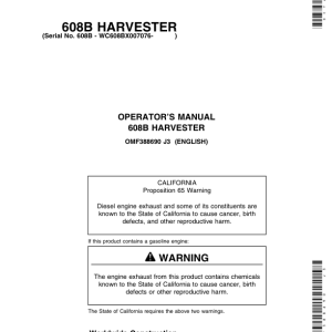 John Deere 608B Tracked Harvesters Operator's Manuals (OMF388690) - Image 1