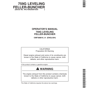 John Deere 759G Tracked Feller Bunchers Operator's Manuals (OMF388818) - Image 1