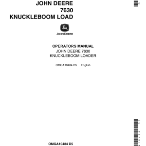John Deere 7630 Knuckleboom Loader Operator's Manuals (OMGA10484) - Image 1