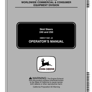 John Deere 240, 250 Skid Steers Operator's Manuals (OMKV11661) - Image 1