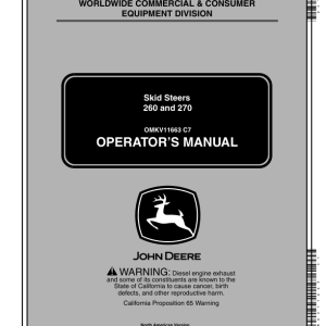 John Deere 260, 270 Skid Steers Operator's Manuals (OMKV11663) - Image 1