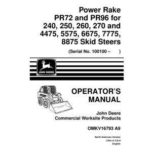 John Deere PR72, PR96 Attachments Operator's Manuals (OMKV16793) - Image 1