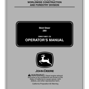 John Deere 280 Skid Steers Operator's Manuals (OMKV18651) - Image 1