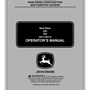 John Deere 240, 250 Skid Steers Operator's Manuals (OMKV18668) - Image 1