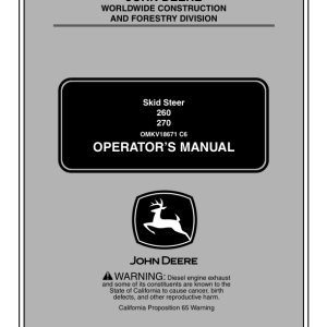 John Deere 260, 270 Skid Steers Operator's Manuals (OMKV18671) - Image 1