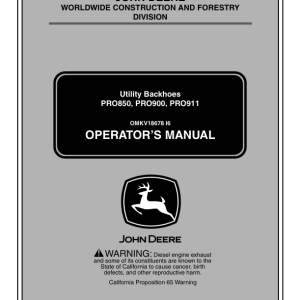 John Deere PRO850, PRO900, PRO911 Worksite Pro Attachments Operator's Manuals (OMKV18678) - Image 1