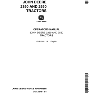 John Deere 2350, 2550 Tractors Operator's Manuals (OML55481) - Image 1