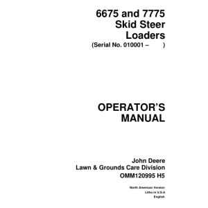 John Deere 6675, 7775 Skid Steers Operator's Manuals (OMM120995) - Image 1