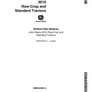 John Deere 3010 Row Crop Standard Tractor Operator's Manual (OMR32385) - Image 1