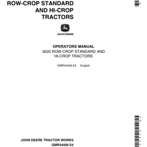 John Deere 3020 Row Crop Standard & Hi-Crop Tractors Operator's Manual (OMR34406) - Image 1