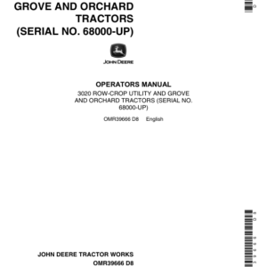 John Deere 3020 Tractors (068000-) Row-Crop Utility, Grove & Orchard Operator's Manual (OMR39666) - Image 1