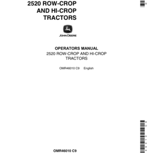 John Deere 2520 Row-Crop & Hi-Crop Tractors Operator's Manual (OMR46010) - Image 1