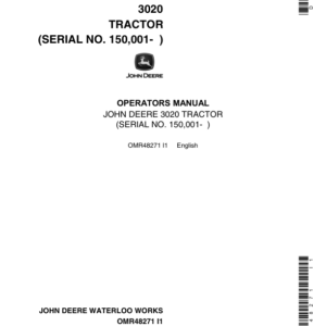 John Deere 3020 Tractor (150001-) Operator's Manual (OMR48271) - Image 1