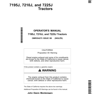 John Deere 7195J, 7210J, 7225J Tractors Operator's Manual (OMR554275) - Image 1