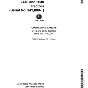 John Deere 2440 & 2640 Tractors Operator's Manual (OMR70798) - Image 1