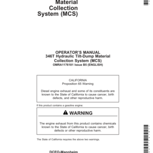 John Deere 346T Material Collection System Operator's Manual (OMRA1176181) - Image 1