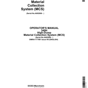 John Deere 349H High-Dump Material Collection System (MCS) (002000-) Operator's Manual (OMRA1177981) - Image 1