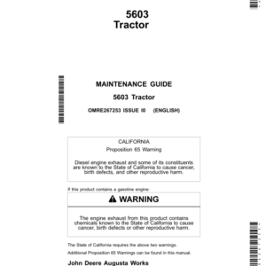 John Deere 5603 Tractor Maintenance Guide Operator's Manual (OMRE267253) - Image 1