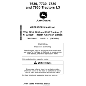 John Deere 7630, 7730, 7830 & 7930 Tractors North America (020000-034999) Operator's Manual (OMRE299297) - Image 1