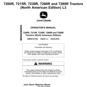 John Deere 7200R, 7215R, 7230R, 7280R Tractors Operator's Manual (OMRE341556) - Image 1
