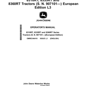 John Deere 8310RT, 8335RT & 8360RT Tractors European Edition (907101-Current) (Europe) Operator's Manual (OMRE346418) - Image 1