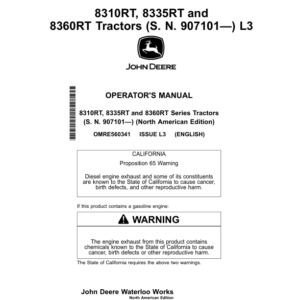 John Deere 8310RT, 8335RT & 8360RT Tractors North America (907101- ) Operator's Manual (OMRE560341) - Image 1