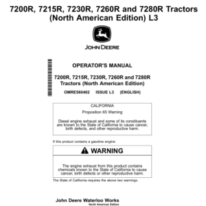John Deere 7200R, 7215R, 7230R, 7260R & 7280R Tractors North America Operator's Manual (OMRE560402) - Image 1