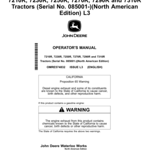 John Deere 7210R, 7230R, 7250R, 7270R & 7290R Tractors North America (085001-089000) Operator's Manual (OMRE574832) - Image 1