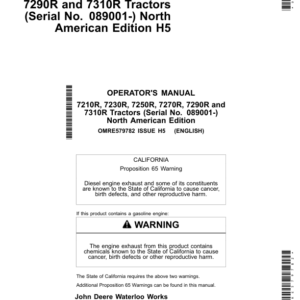John Deere 7210R, 7230R, 7250R, 7270R& 7290R Tractors North America (089001- ) Operator's Manual (OMRE579782) - Image 1