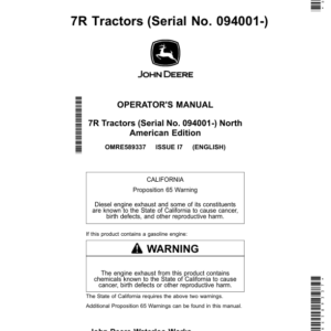 John Deere 7210R, 7230R, 7250R, 7270R, 7290R & 7310R Tractors Operator's Manual (OMRE589337) - Image 1