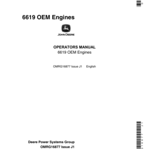 John Deere 6619 OEM Engines - 6619A Operator's Manual (OMRG16877) - Image 1