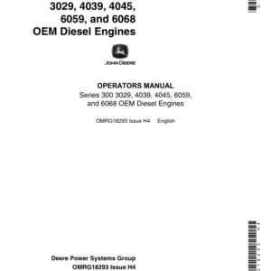 John Deere 3029, 4039, 4045, 6059, 6068 OEM Diesel Engines Operator's Manual (OMRG18293) - Image 1