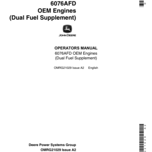 John Deere 6076 Duel Fuel OEM Engines Operator's Manual (OMRG21029) - Image 1
