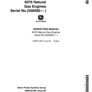 John Deere 6076 Natural Gas Engines Operator's Manual (OMRG21881) - Image 1
