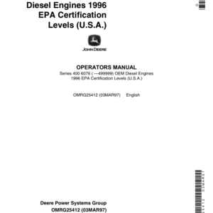 John Deere 6076 Certified OEM Diesel Engines Operator's Manual (OMRG25412) - Image 1