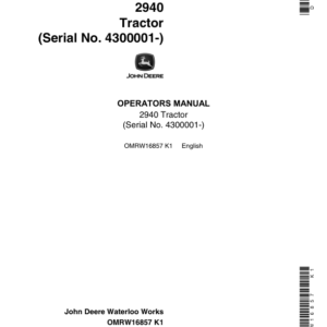 John Deere 2940 Tractors Operator's Manual (OMRW16857) - Image 1