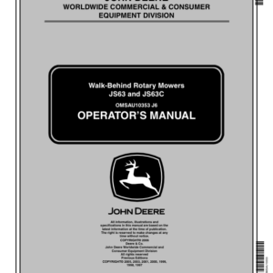 John Deere JS63 (SA811) Walk-Behind Rotary Mower JS63 (SA812) Walk-Behind Rotary Mower Sabo (2006-2007) Operator's Manual (OMSAU10353) - Image 1