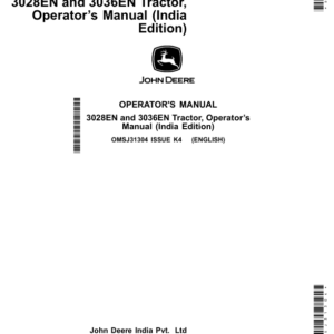 John Deere 3028EN, 3036EN Tractor, Operator’s Manual (India) Operator's Manual (OMSJ31304) - Image 1