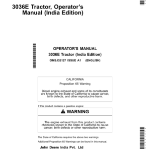 John Deere 3036E Tractor Operator's Manual (OMSJ32127) - Image 1