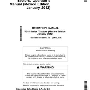 John Deere 5415, 5615, 5715 Tractors (Mexico - domestic) Operator's Manual (OMSU23160) - Image 1