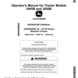 John Deere 3045B, 3050B Tractors Operator's Manual (OMSU47929) - Image 1