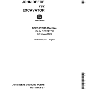 John Deere 792 Excavators Operator's Manuals (OMT114470) - Image 1