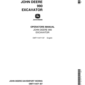 John Deere 990 Excavators Operator's Manuals (OMT114471) - Image 1