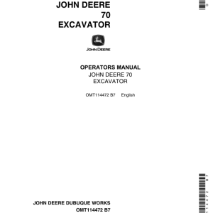 John Deere 70 Excavators Operator's Manuals (OMT114472) - Image 1