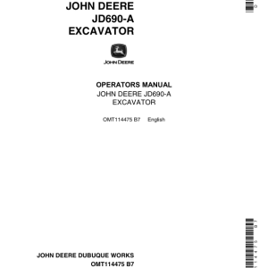 John Deere 690A Excavators Operator's Manuals (OMT114475) - Image 1