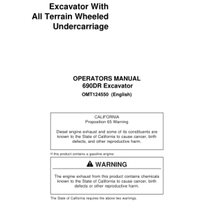 John Deere 690DR Excavators Operator's Manuals (OMT124550) - Image 1