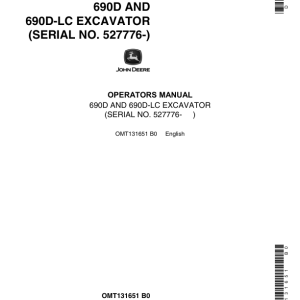 John Deere 690D, 690DLC Excavators Operator's Manuals (OMT131651) - Image 1
