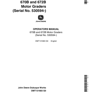 John Deere 670B, 672B Motor Graders Operator's Manuals (OMT131683) - Image 1