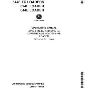 John Deere 544E, 544ELL, 544ETC, 624E, 644E Loaders Operator's Manuals (OMT131709) - Image 1
