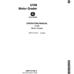 John Deere 570B Motor Graders Operator's Manuals (OMT131736) - Image 1
